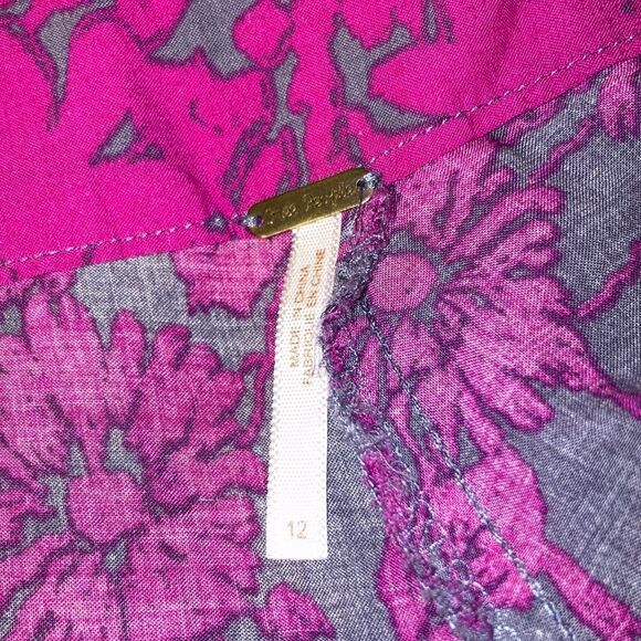 FREE PEOPLE Sheila High Rise Flowy Floral Culotte Fuschia Pink Shorts Womens 12 - Picture 12 of 16